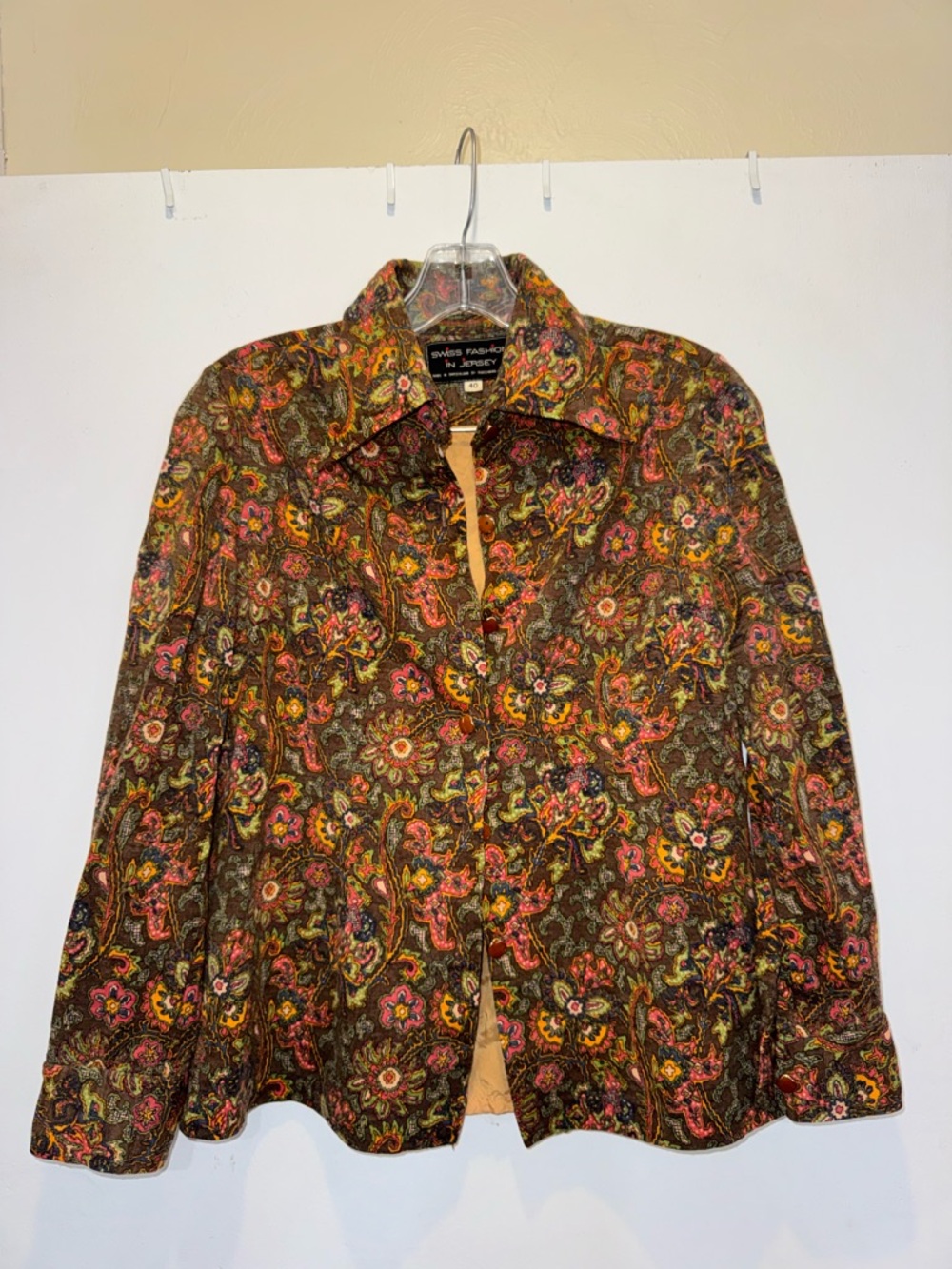 Vintage-Inspired Paisley Button-Down Shirt - Brown Multi